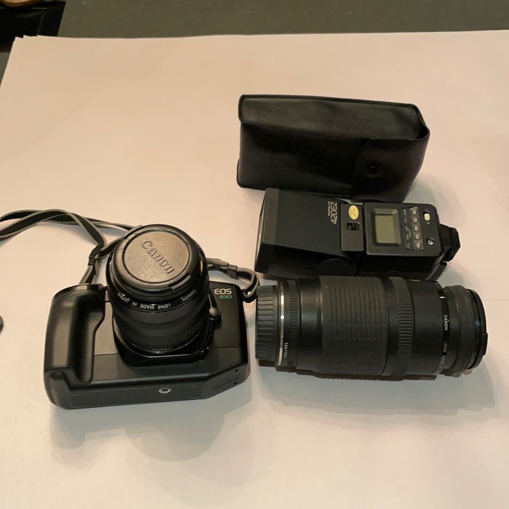 Canon EOS 630 Camera with accessories.